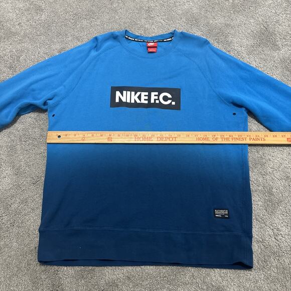 Nike FC Soccer Sweatshirt Pullover Mens Size Large Blue Ombre Crewneck - Picture 3 of 5